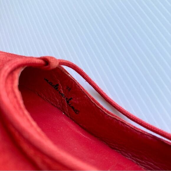 JOIE Jenessa Ballet Flats Cherry Red Suede Women Size 7.5/38 Lace Up Leather - Picture 10 of 13